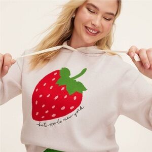 Kate Spade x Target Strawberry Hooded Sweatshirt Sweater Cream
